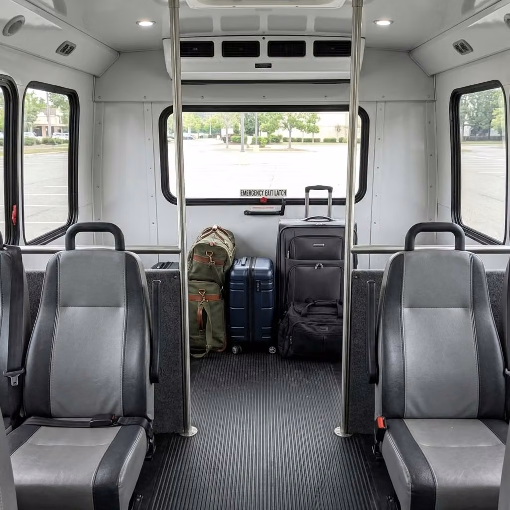 jefferson city 28 passenger minibus luggage area