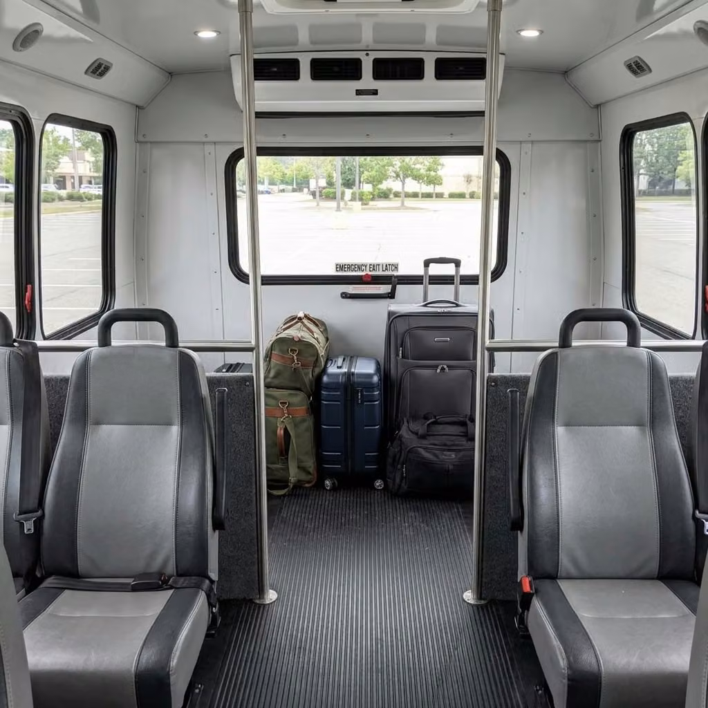 jefferson city 35 passenger minibus luggage area