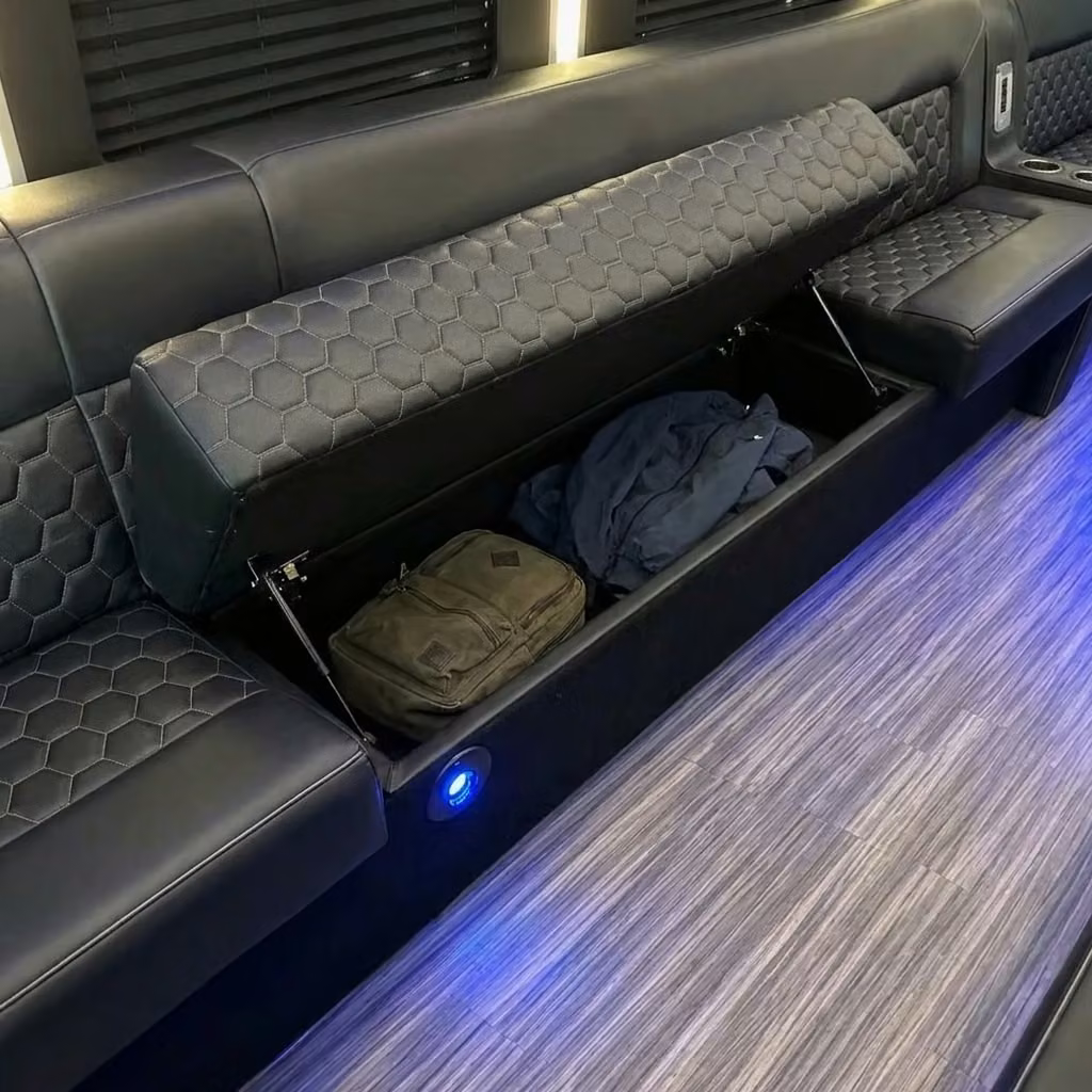 jefferson city party bus under seat storage