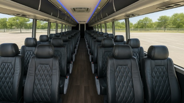 Interior of Charter Bus Company St. Louis's 55 Passenger Charter Bus in St. Louis