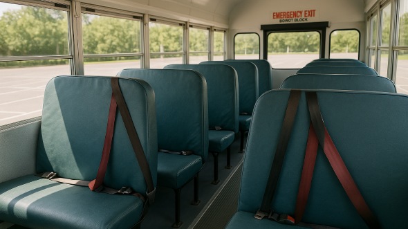 Interior of Charter Bus Company O’Fallon's School Bus in O’Fallon